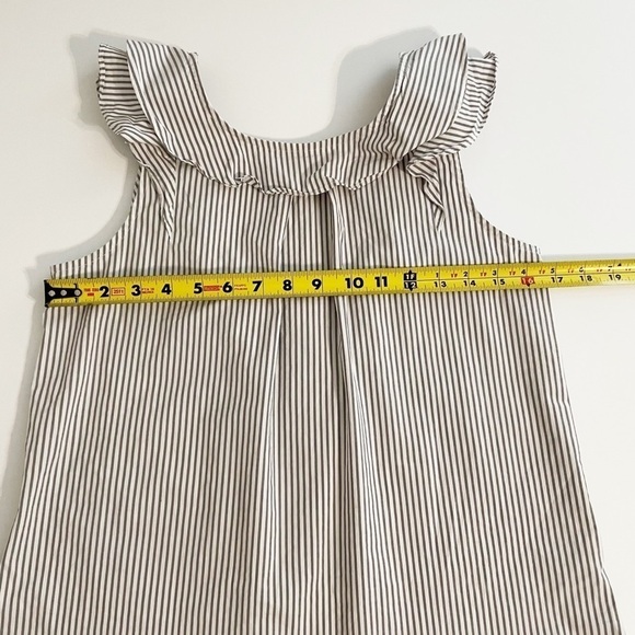 J Crew Striped Ruffle Neck Elastic Back Tank Top Seersucker Style Shirt Size 4 - Picture 5 of 7